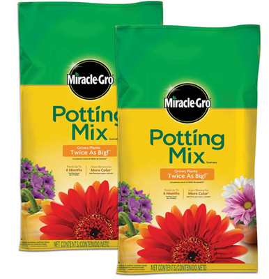 Miracle-Gro Potting Mix 8 qt   Indoor/Outdoor Soil for Potted Plants.. 2- Pack