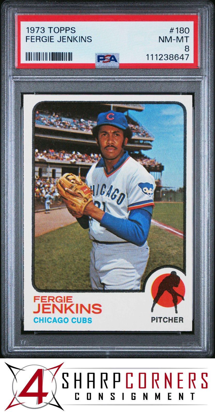 1973 TOPPS #180 FERGIE JENKINS CUBS HOF PSA 8