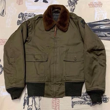 Buzz Rickson's B-10 Flight Jacket BR11133 Olive Khaki Cotton Size 34 Pre-Owned