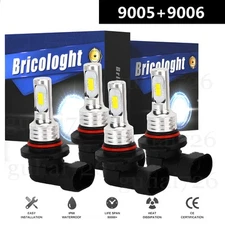 Xenon White 9005+9006 LED Headlight High Low Beam Bulbs Conversion Kit