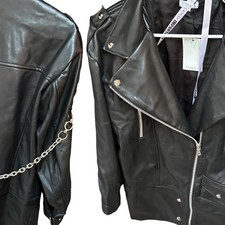 NWT Mistress Rocks House of CB  vegan leather motorcycle jacket  chain Size S