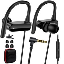 Wired Over Ear Earbuds with Microphone Ear Hook,3.5mm Sport Headphones 1.8M L...