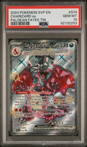 2024 POKEMON SVP EN-SV BLACK STAR PROMO PALDEAN FATES TIN CHARIZARD EX PSA 10