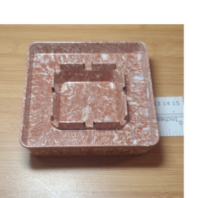 Marbled Brown Plastic Square Car Ashtray Made in USA