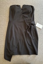 NWT MAX + ASH Women's Black Strapless Mini Dress V-Neck Side Tie Small