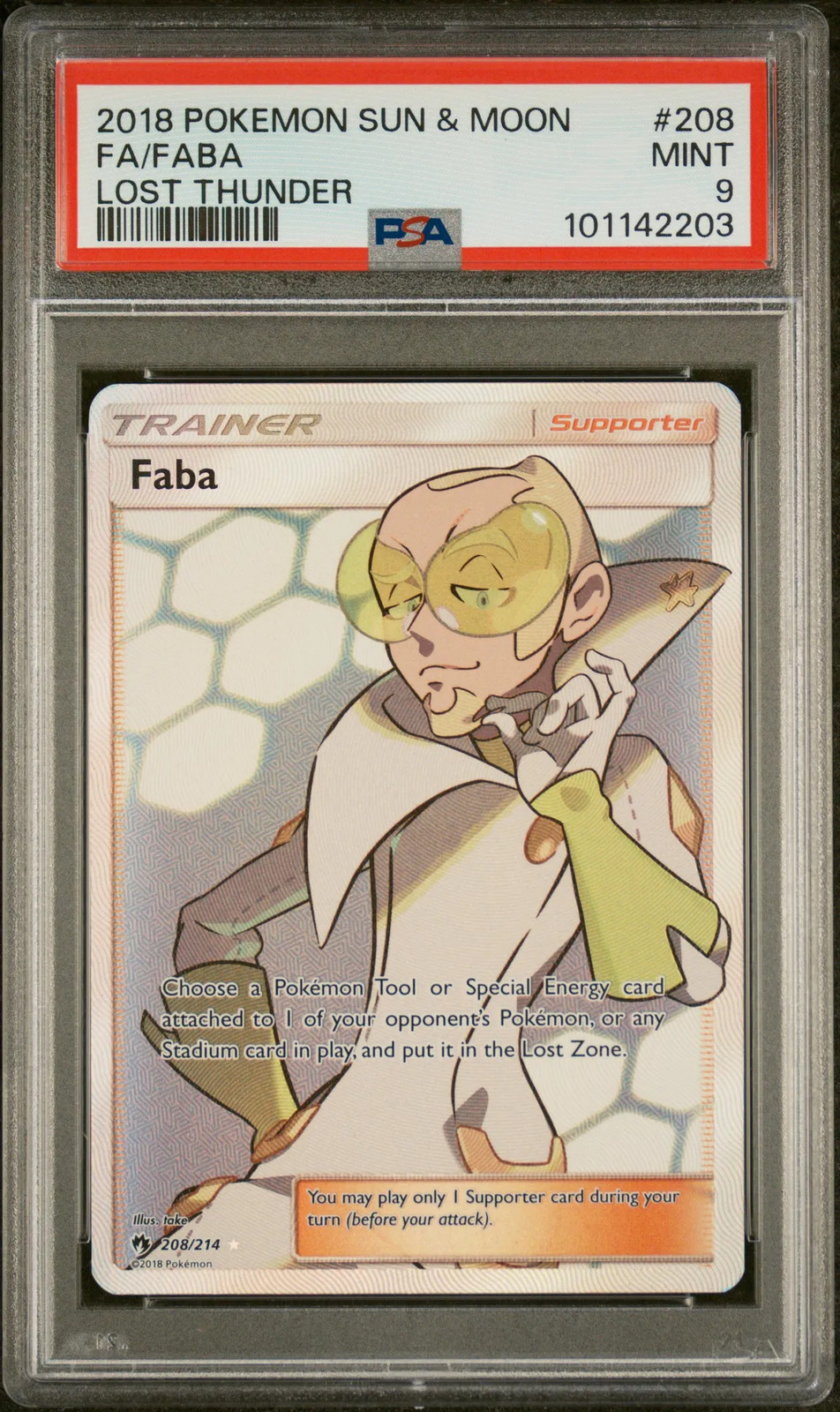 2018 Pokemon Sun & Moon Lost Thunder Faba Fa Lost Thunder PSA 9