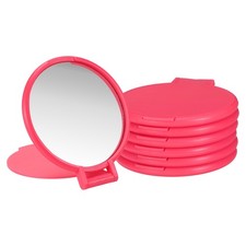 6 Pcs Round Compact Mirror Bulk, Mini Pocket Mirrors, Rose Red