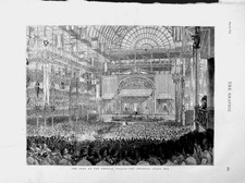 Original Old Antique Print 1874 Czar Crystal Palace Imperial State Box Theatre