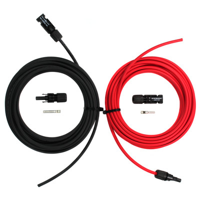 TEMCo 10 AWG PV Solar Extension Wire, 30 Ft Pair, Staubli MC4 Connectors