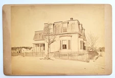 1882 CABINET PHOTO...WINTER STREET SCENE IN MELROSE HIGHLANDS MASSACHUSETTS
