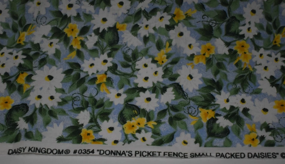 lote de tela DAISY KINGDOM donna's picket cerca pequeño embalaje margaritas 3 yardas + Foto 3 de 4