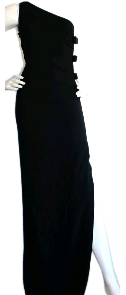 Vestido Vintage Galliano Christian Dior Negro Un Hombro Estrás Lazo Talla 12 Foto 2 de 4