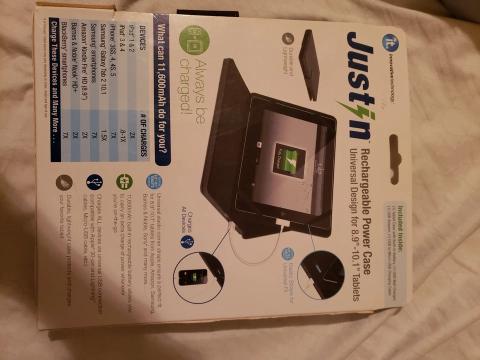 Estuche de alimentación recargable Jut-in diseño universal para tabletas iPad de 8-9"-10,1" nuevo Foto 4 de 4