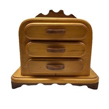 vintage 3 drawer jewelry box wood handcrafted - beautiful craftsmanship