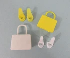 Lot of 4 Vintage Clone Barbie Plastic Purses & Shoes or Suitcases Yellow & White