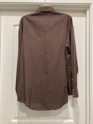 VTG 1970's Honky-Tonk "Malco Modes" of S Francisco Brown Western Shirt 17.5/34 - Picture 2 of 9