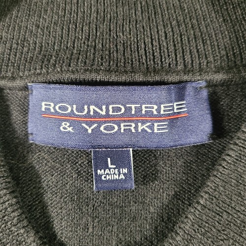 Roundtree & Yorke Mens Black Ribbed Zip Up Sweater Jacket Size Large - Picture 7 of 12