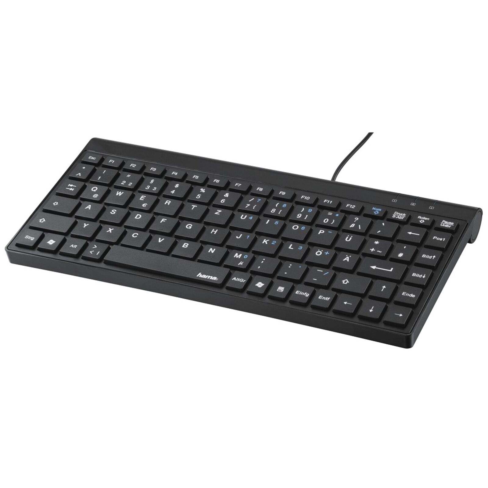 Hama Slimline Mini-Keyboard SL720 QWERTZ Tastatur Schwarz USB 2.0 Kabelgebunden