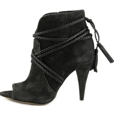 Vince Camuto Black Suede Astan Open Toe Ankle Booties Heels Sz 7 EUC