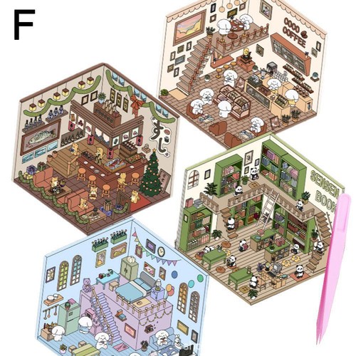 4 Sets DIY 3D House Stickers, Fun Stickers Scene Make Supermarket Your Own J1L7 - Bild 30 von 30