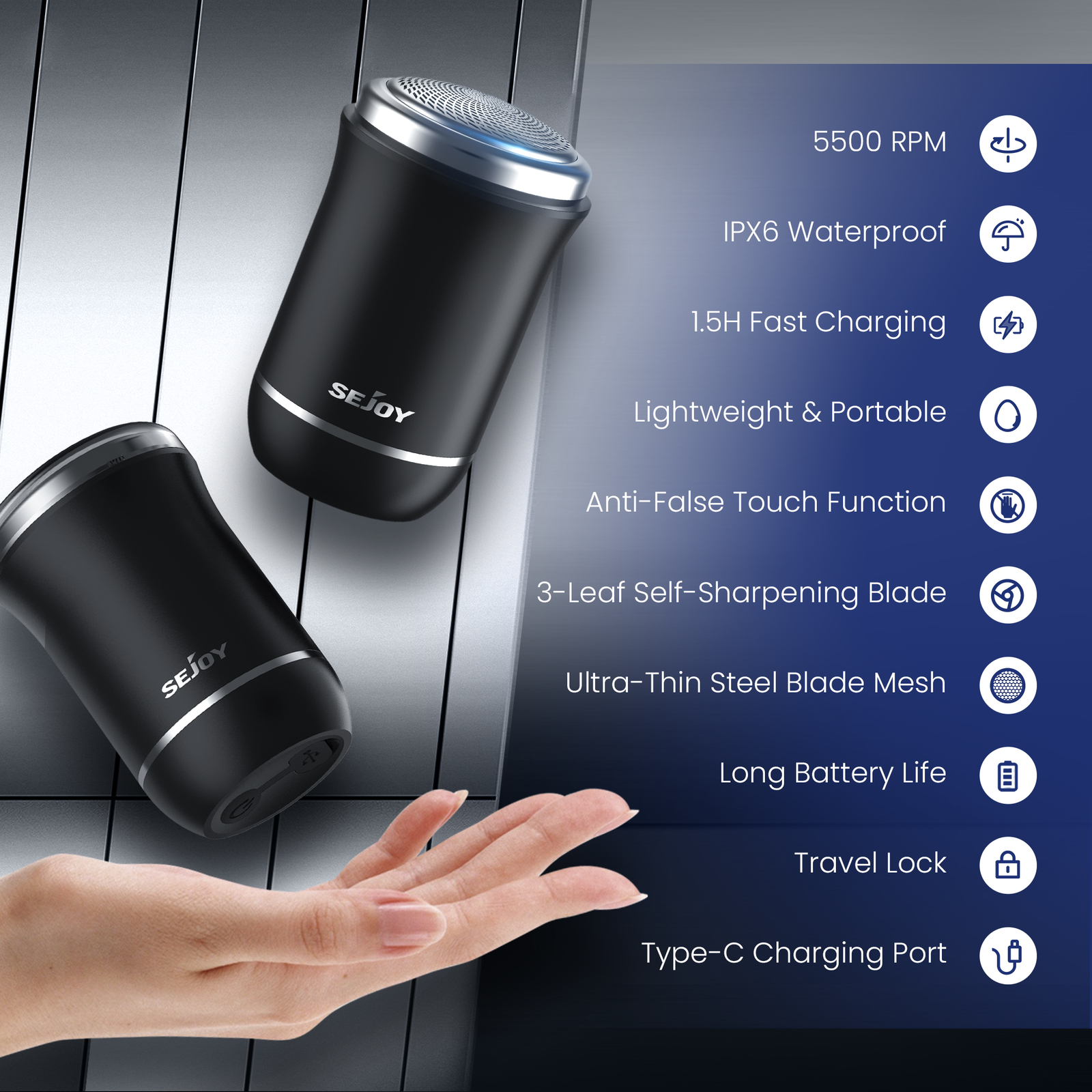 SEJOY MiniShave Portable Electric Shaver Beard Trimmer Razor USB