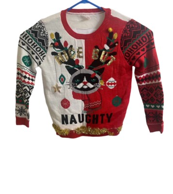 No Boundaries Christmas Ugly Sweater Juniors XXL 19 Red Nice