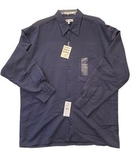 Pierre Cardin Sport Dress Shirt Blue Button Front Long Sleeve L 16-16 1/2 NWT