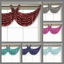 1PC FAUX SILK WATERFALL SEMI-SHEER WINDOW VALANCE CURTAIN 2-TONE MIX COLOR V23