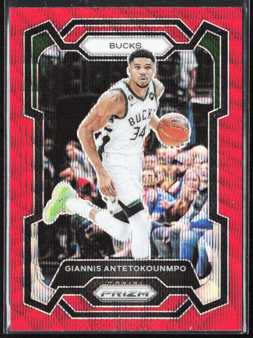 2023-24 Panini Prizm Giannis Antetokounmpo Ruby Wave Red #103 Bucks