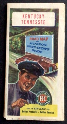 1940 Census Sinclair Gasoline Highway Road Map Of Kentucky Tennessee #2