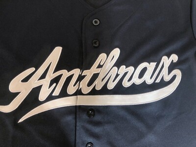 Anthrax Band Baseball Jersey shirt, Dk Blue button-up, Big A