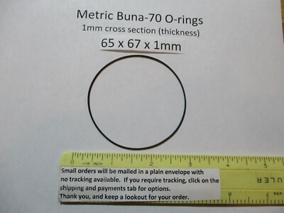 65mm ID x 67mm OD x 1mm thick O-ring. Buna-70.   Quan 1.