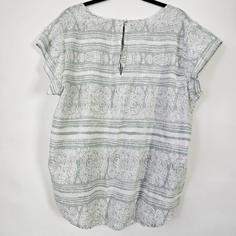 Lucy & Laurel Striped Linen Rayon Blend Womens 2X Cap Sleeve Pullover Top Shirt - Image 2 of 4