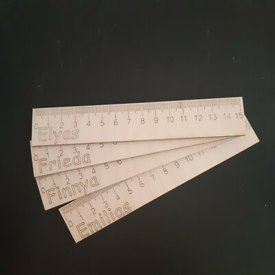 Lineal 15 cm Holzlineal Personalisiert Wunschname Wunschtext  Schule Schulkind 
