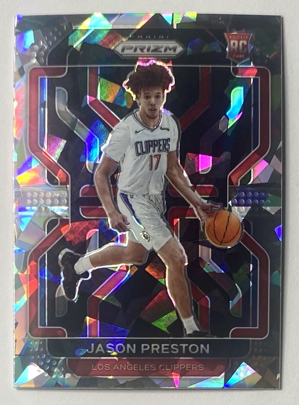 2021-22 Prizm Jason Preston Silver Cracked Ice Rookie Refractor SP RC #327 Jazz