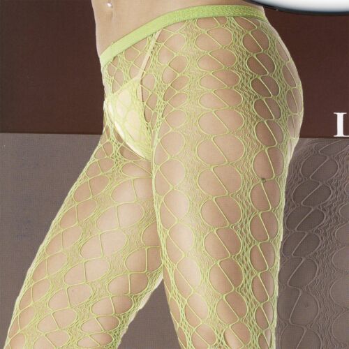 SEAMLESS BLACK WARNING NET FISHNET TIGHTS PANTYHOSE  O/S NEW IN BAG - Picture 1 of 2