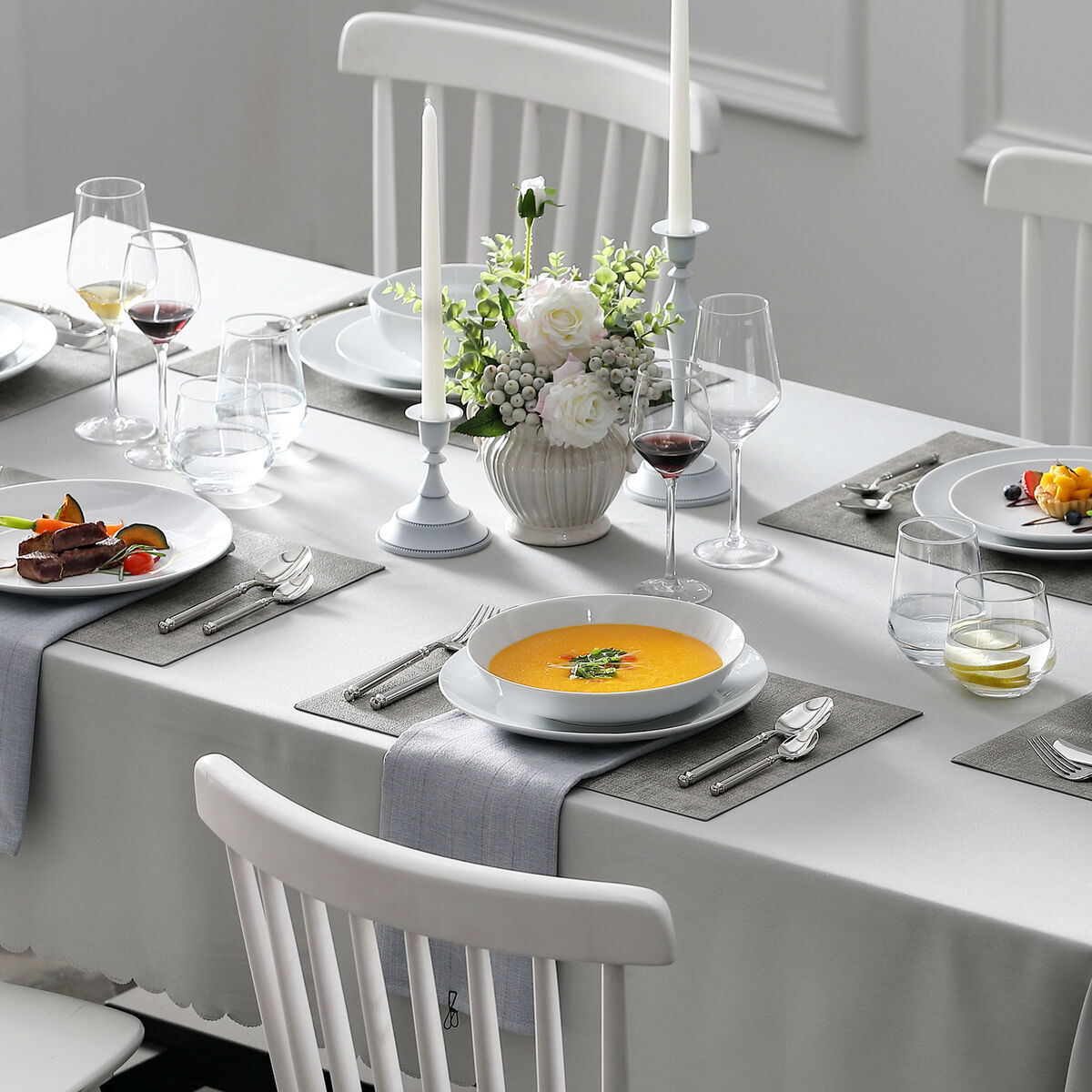 MALACASA Series Amelia 24-Piece White Dinnerware Set Porcelain