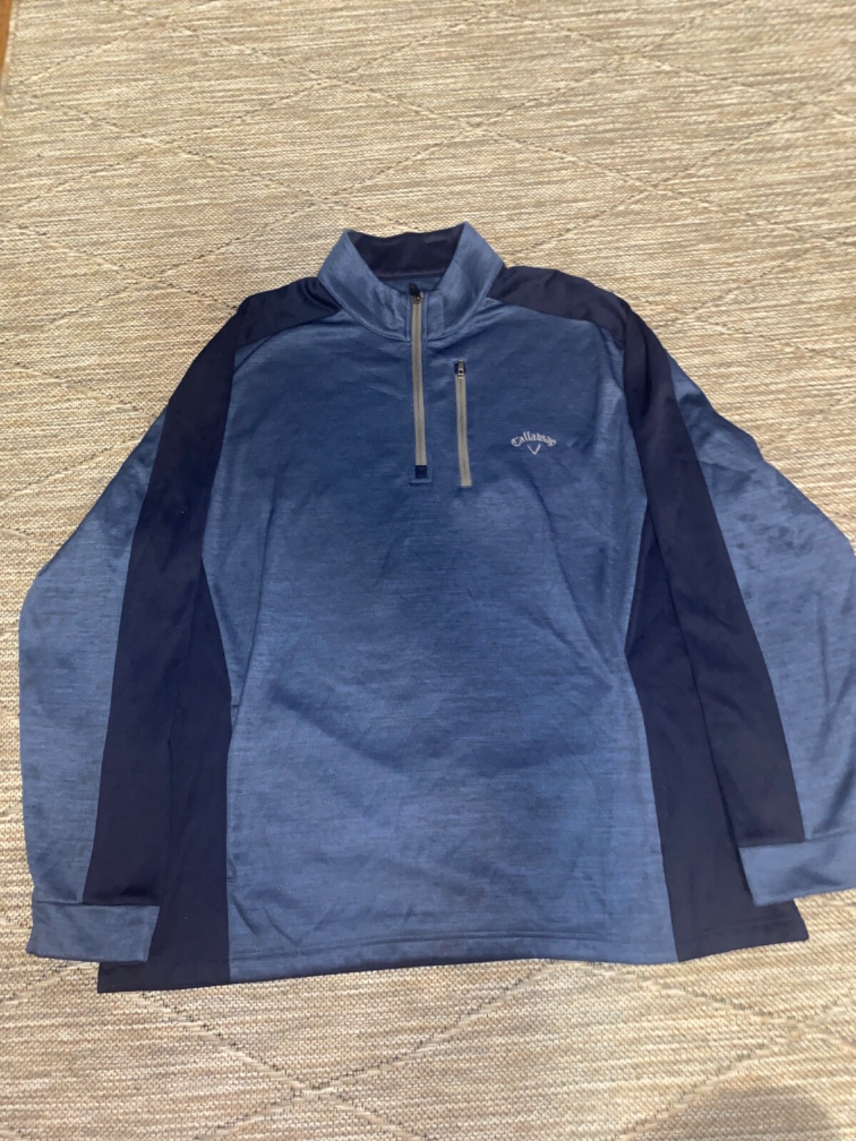 Men's Callaway Golf 1/4 Zip Fleece-lined Pullover UPF50 XXL Navy/Heather Blue