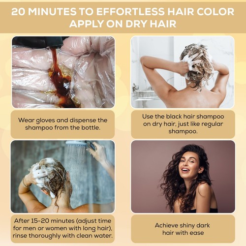 Hair Dye Shampoo 3 in 1 Hair Shampoo Instant Hair Dye Herbal Shampoo - Picture 5 of 7
