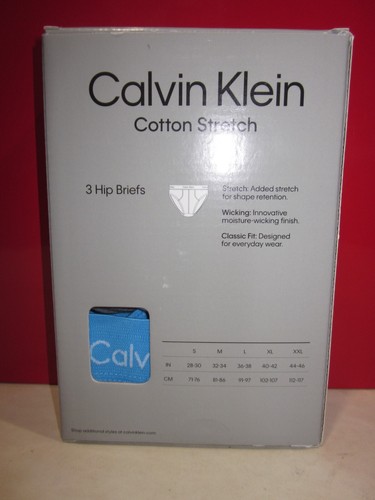CALVIN KLEIN COTTON STRETCH MENS HIP BRIEFS, 3 PACK, NEW IN BOX, SIZE XXL, #76 - Picture 2 of 10