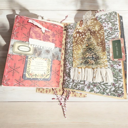 Cozy Christmas Junk Journal Diary Memory Book 186 Pages Ephemera Writing Nature - Picture 3 of 14