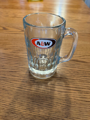 Vintage AW A&W Root Beer Soda Mug 6'' Tall Dimple Sides Heavy Glass Bar Man Cave