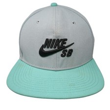 Nike SB Skateboard Snapback Hat Gray Blue Embroidered Logo Adjustable OSFA