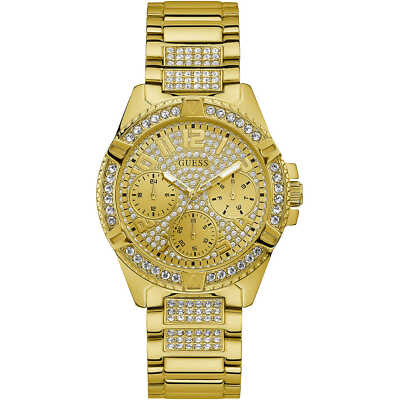 Damenuhr GUESS LADY FRONTIER W1156L2 Multifunktion Edelstahl Golden  Swarovski