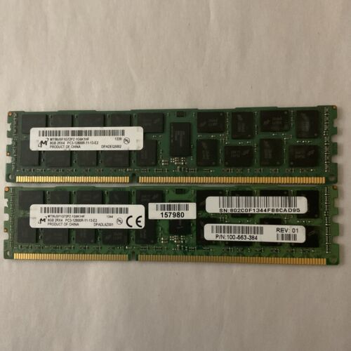 2 X MICRON 8GB PC3-12800R RDIMM MT36JSF1G72PZ-1G6K1HF REG ECC Server Memory RAM