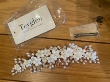 White Pearl Rose Gold Bridal Hair Comb