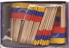 One Box of 100 Venezuela Toothpick Flags, 100 Small Mini International Flags