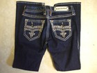 NEW Rock Revival Maggie Boot Back Flap Dark Blue Denim Jeans 31 X 33 w/o Tag — photo 2