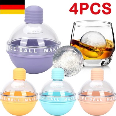 4x Ice Ball Maker 3D Große Große Silikonkugel Runde Eiswürfelform Tablett Set DE
