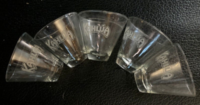 Lot of 5 Vintage KAHLUA LOGO Glasses 8 oz. Tapered Base